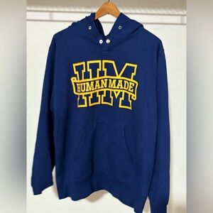Human Made Snap Popover Hoodie Blue “Michigan” colors retailed $305 Sz xl fits L